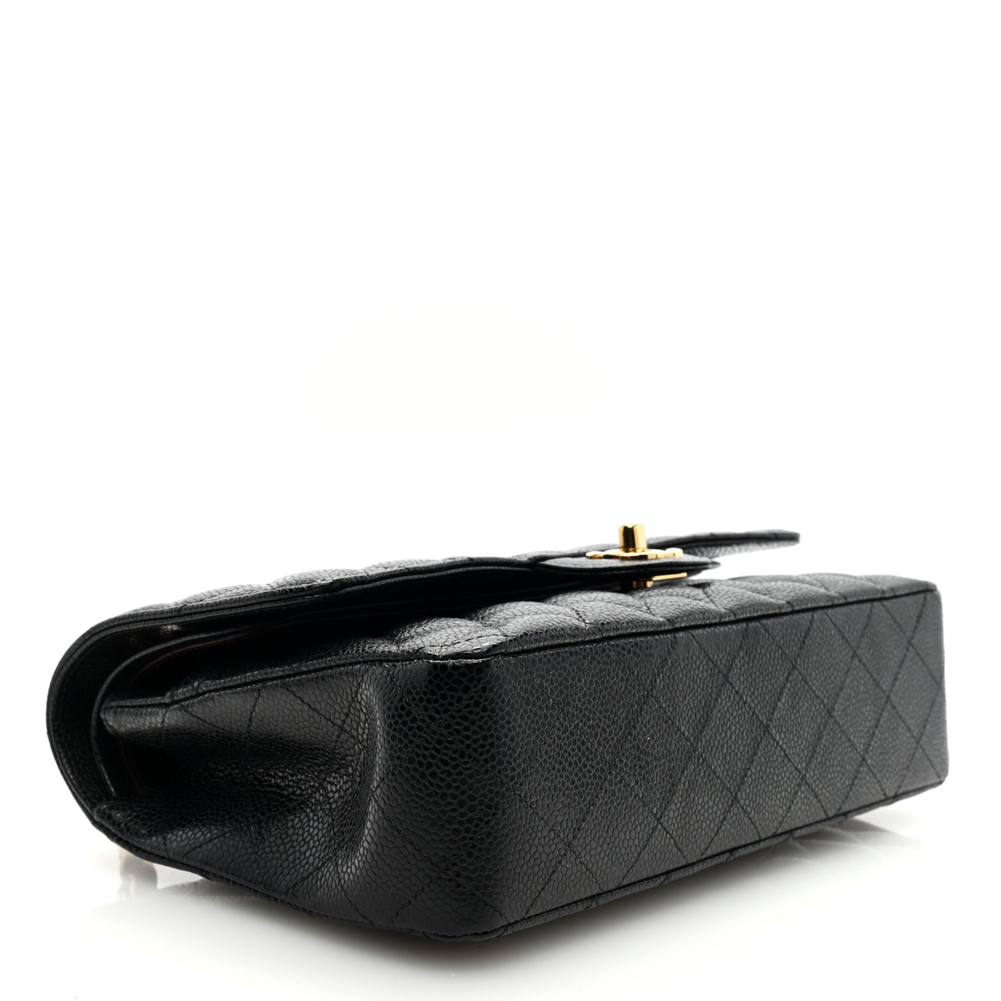 Caviar Quilted Medium Double Flap Black