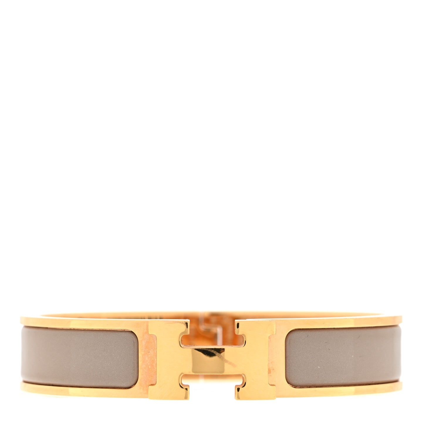 Enamel Narrow Clic Clac H Bracelet PM Marron Glace