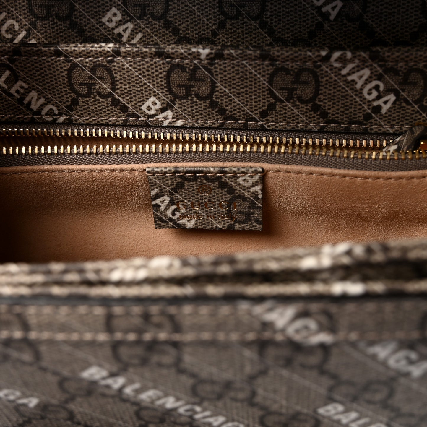 X BALENCIAGA GG Supreme Monogram Logo Print Horsebit 1955 Shoulder Bag Beige Ebony