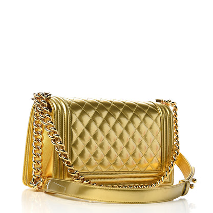 Chanel Metallic Patent Calfskin Quilted Medium Boy Flap Gold 2 of 9