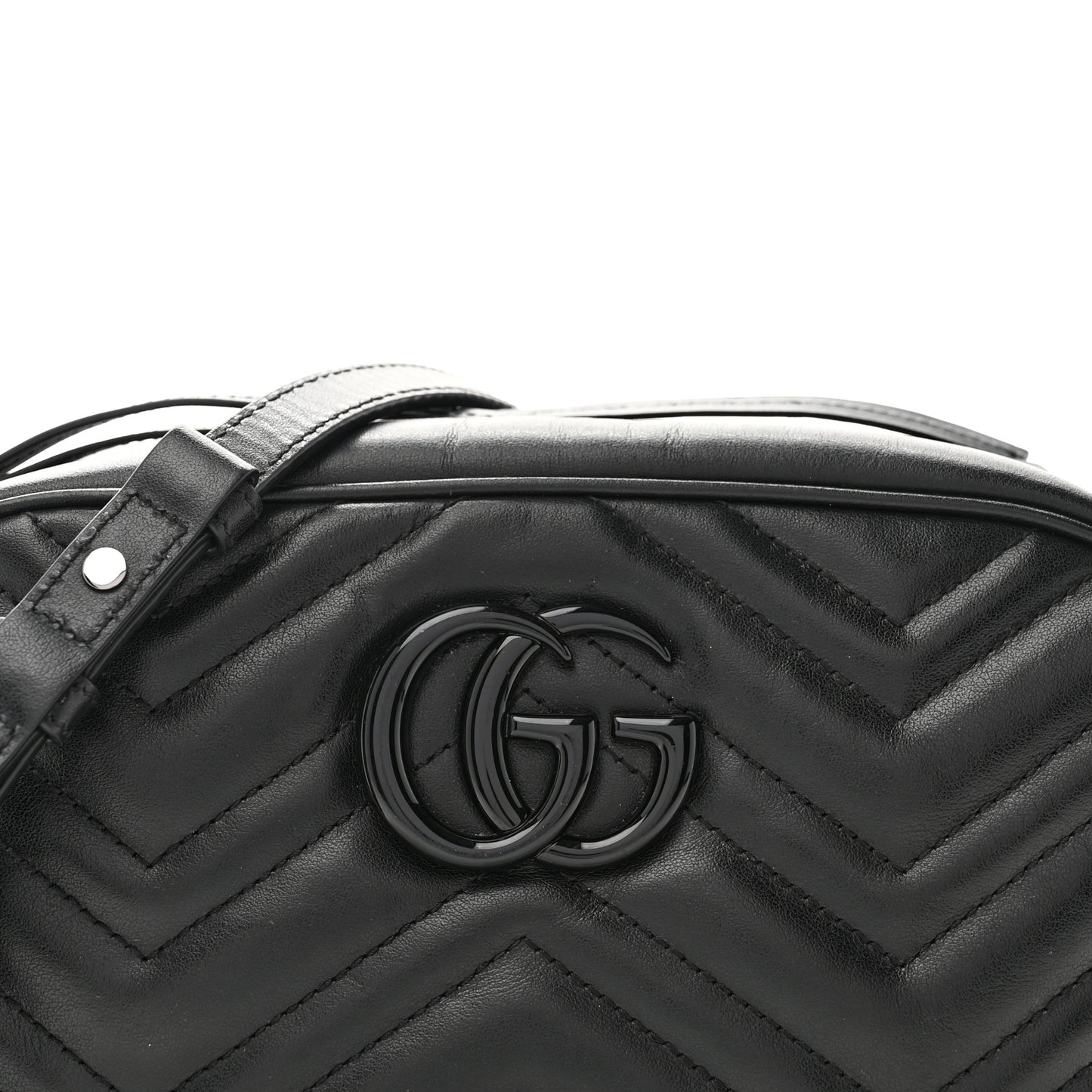 Calfskin Matelasse Monochrome Small GG Marmont Chain Shoulder Bag Black