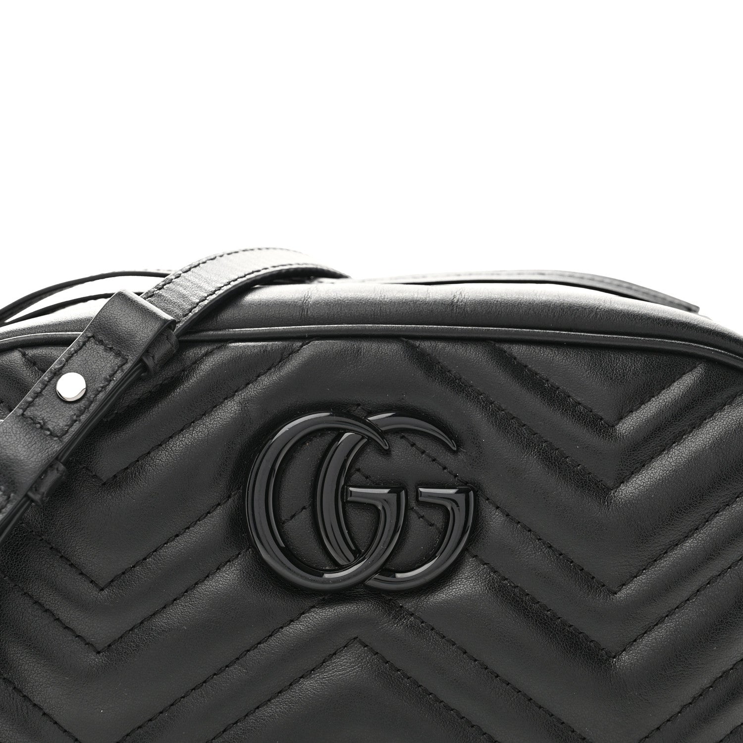 Gucci Calfskin Matelasse Monochrome Small GG Marmont Chain Shoulder Bag Black 8 of 11