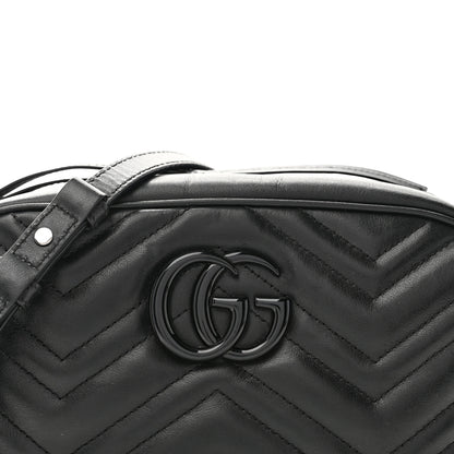 Gucci Calfskin Matelasse Monochrome Small GG Marmont Chain Shoulder Bag Black 8 of 11