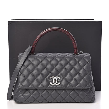 Chanel Caviar Lizard Quilted Small Coco Handle Flap Dark Grey 11 of 11