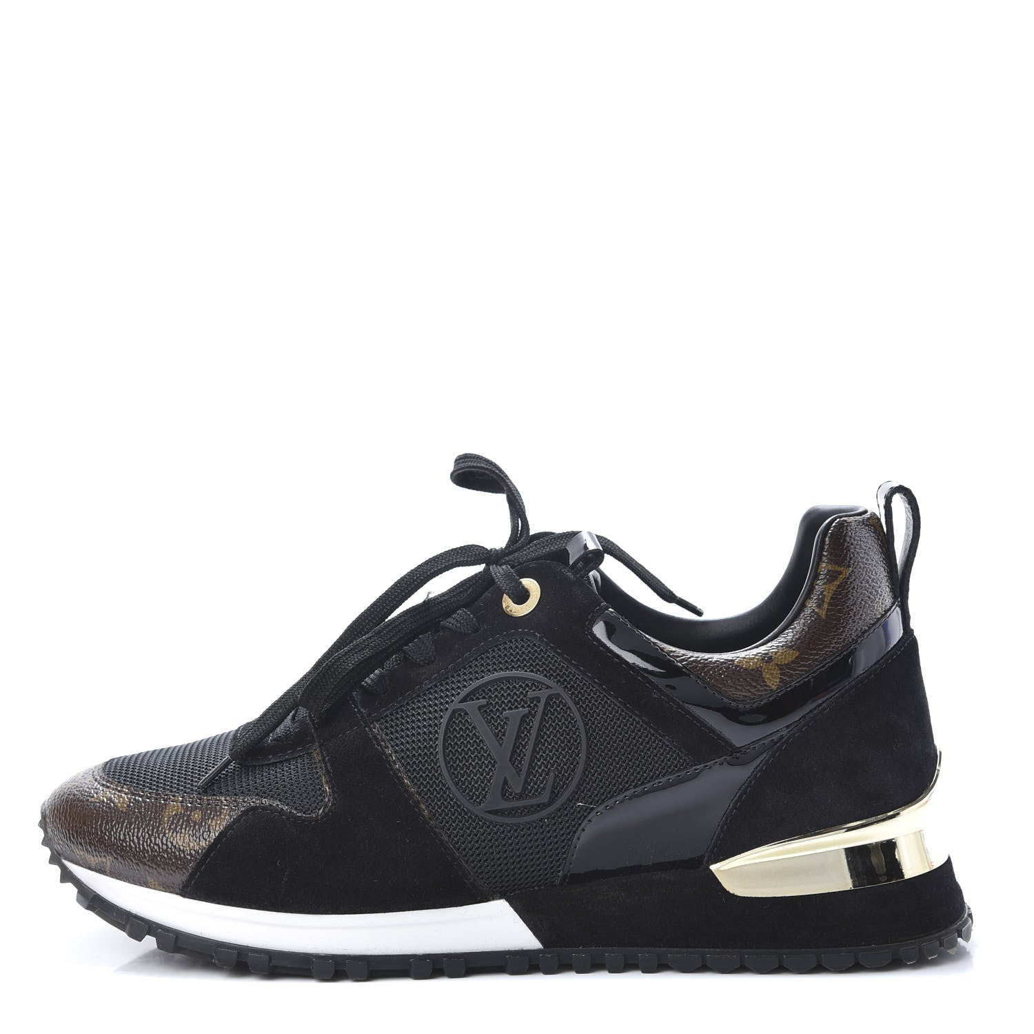 Louis Vuitton Suede Monogram Run Away Sneakers 38 Black 1 of 9