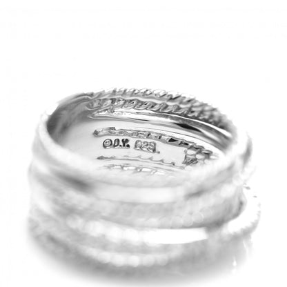 David Yurman Sterling Silver Diamond 11mm Wide Crossover Cable Ring 52 6 4 of 4