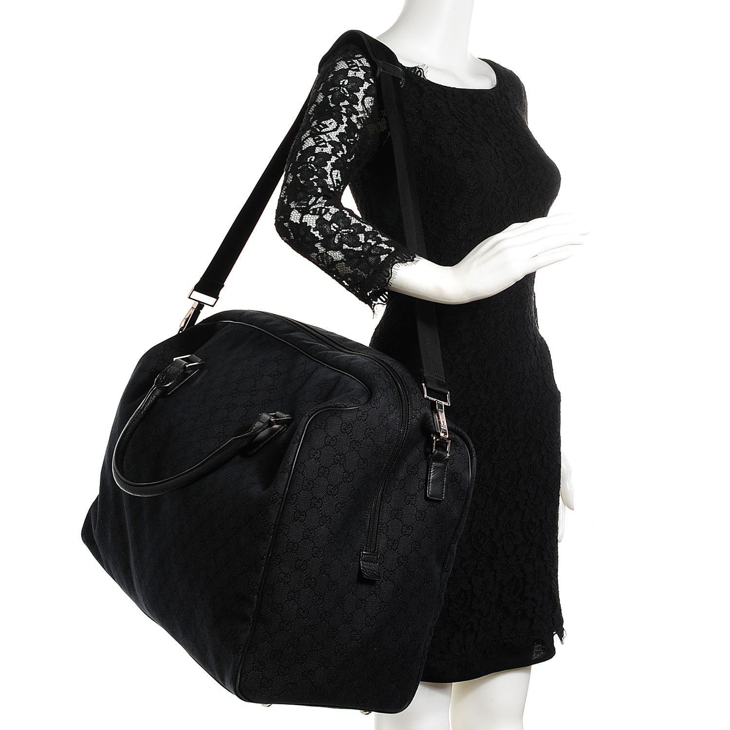 Gucci Denim Monogram Large Duffle Black 2 of 7