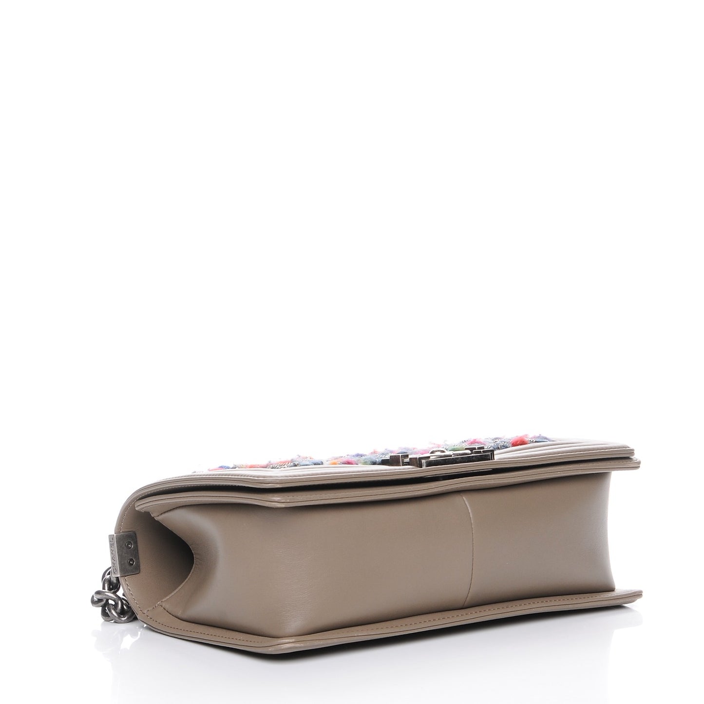 Calfskin Tweed Medium Boy Flap Dark Beige