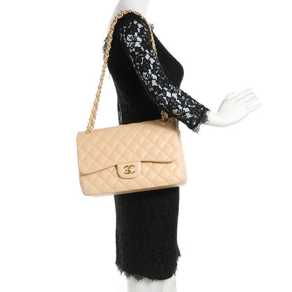 Chanel Lambskin Quilted Jumbo Double Flap Beige 2 of 9