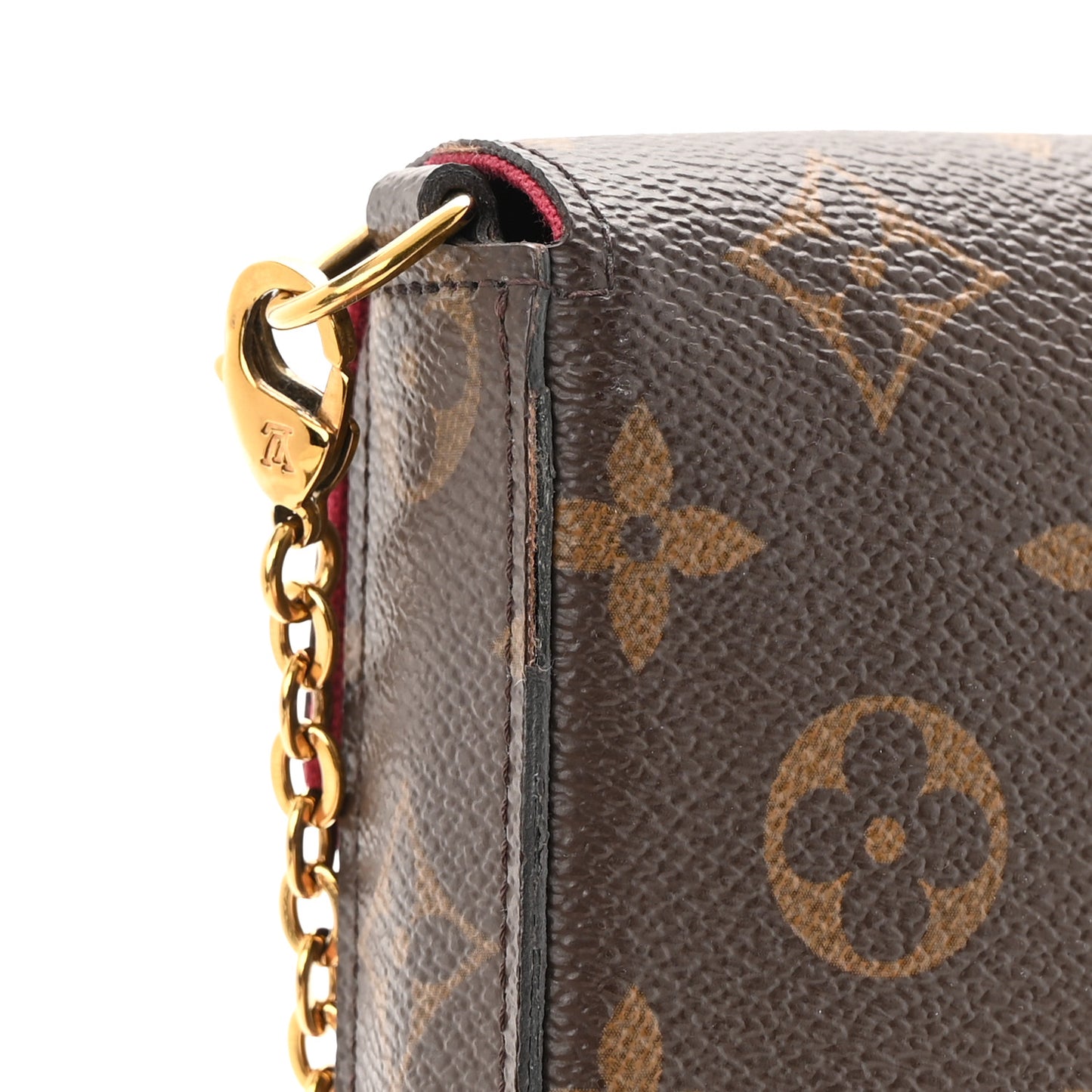 Monogram Pochette Felicie Chain Wallet Fuchsia