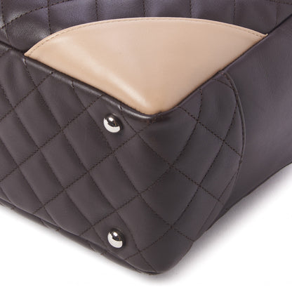 Chanel Calfskin Quilted Cambon Large Bowler Brown Beige 5 of 9