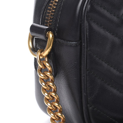 Gucci Calfskin Matelasse Mini GG Marmont Chain Shoulder Bag Black 11 of 13