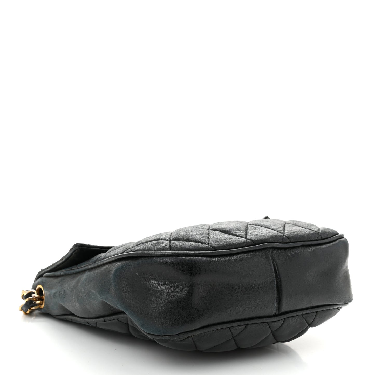 Lambskin Quilted Mini Flap Shoulder Bag Black