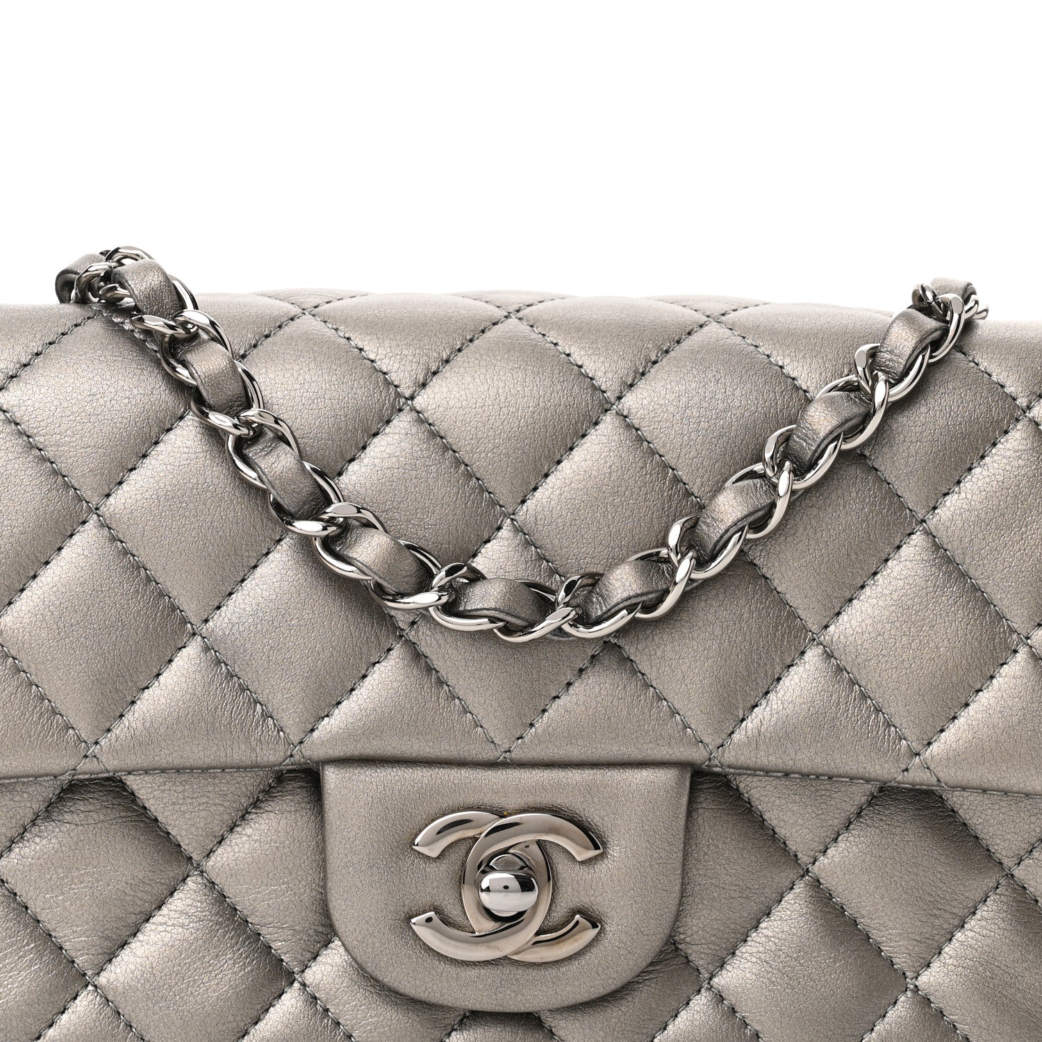 Chanel Metallic Calfskin Quilted Mini Rectangular Flap Ruthenium 8 of 10