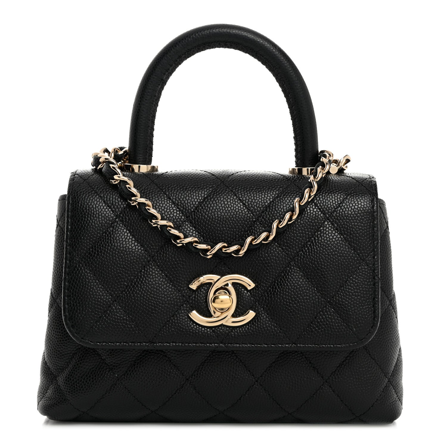 Chanel Caviar Quilted Coco Handle Clutch With Chain Black 1 of 10