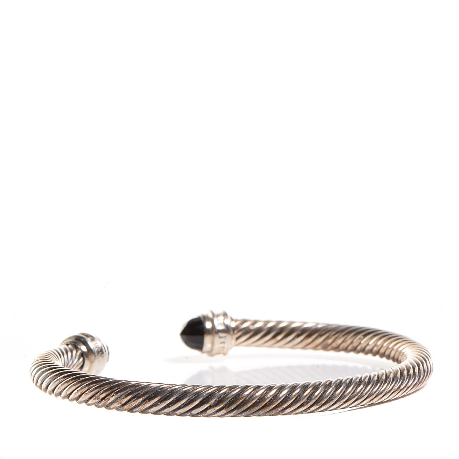 David Yurman Sterling Silver Diamond Pave Black Onyx 5mm Cable Classics Bracelet 3 of 5