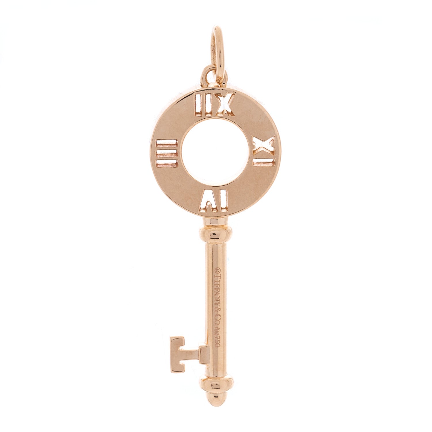 Tiffany 18K Rose Gold Diamond Atlas Pierced Key Pendant 3 of 4