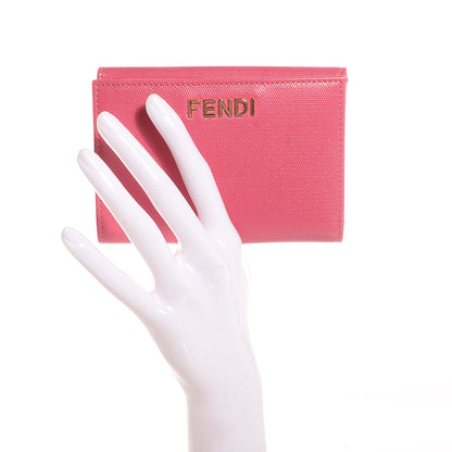 Fendi Textured Calfskin French Wallet Pink 2 of 9