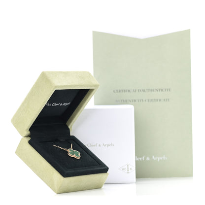 Van Cleef & Arpels 18K Yellow Gold Malachite Vintage Alhambra Pendant Necklace 8 of 8