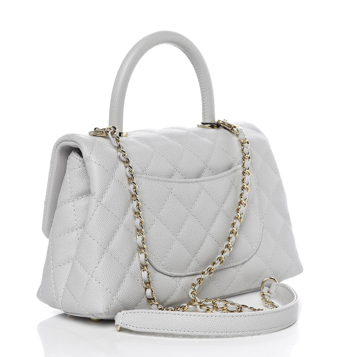 Chanel Caviar Quilted Mini Coco Handle Flap Light Grey 3 of 10