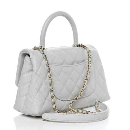 Chanel Caviar Quilted Mini Coco Handle Flap Light Grey 3 of 10