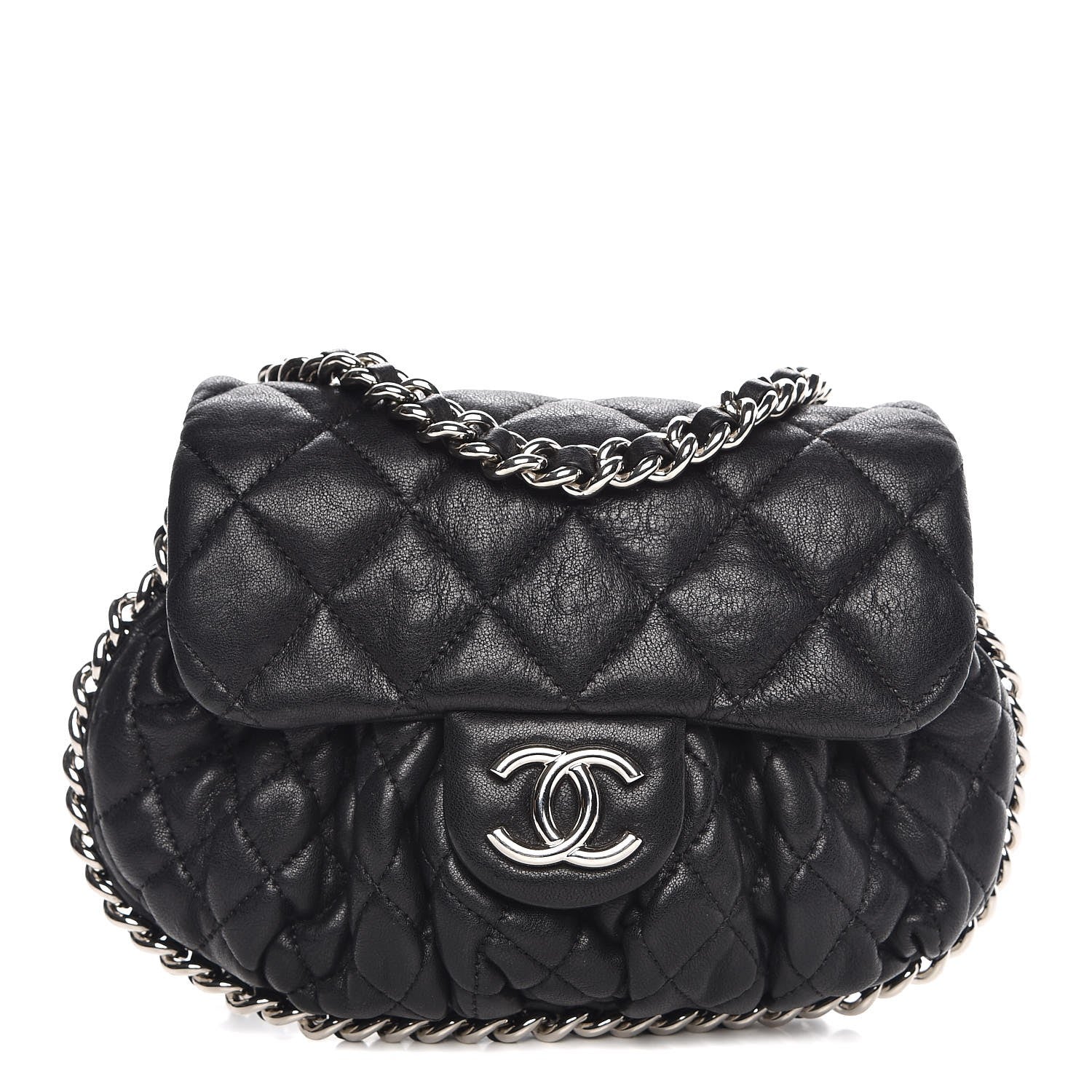 Chanel Washed Lambskin Quilted Mini Chain Around Flap Black 1 of 14