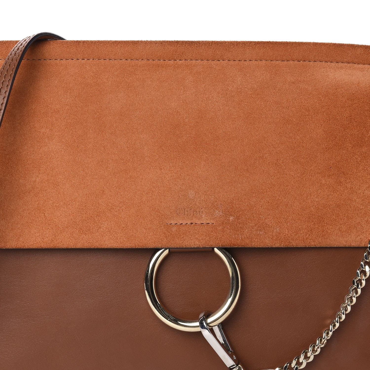 Chloe Suede Calfskin Medium Faye Shoulder Bag Tobacco 10 of 10