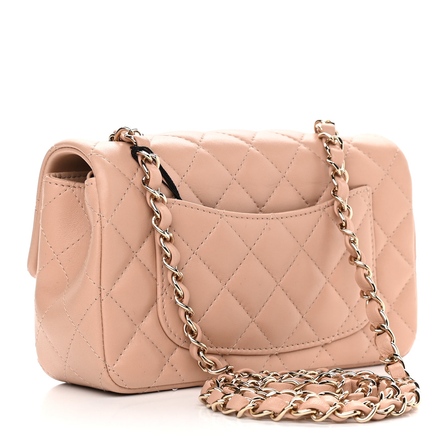Lambskin Quilted Mini Rectangular Flap Beige
