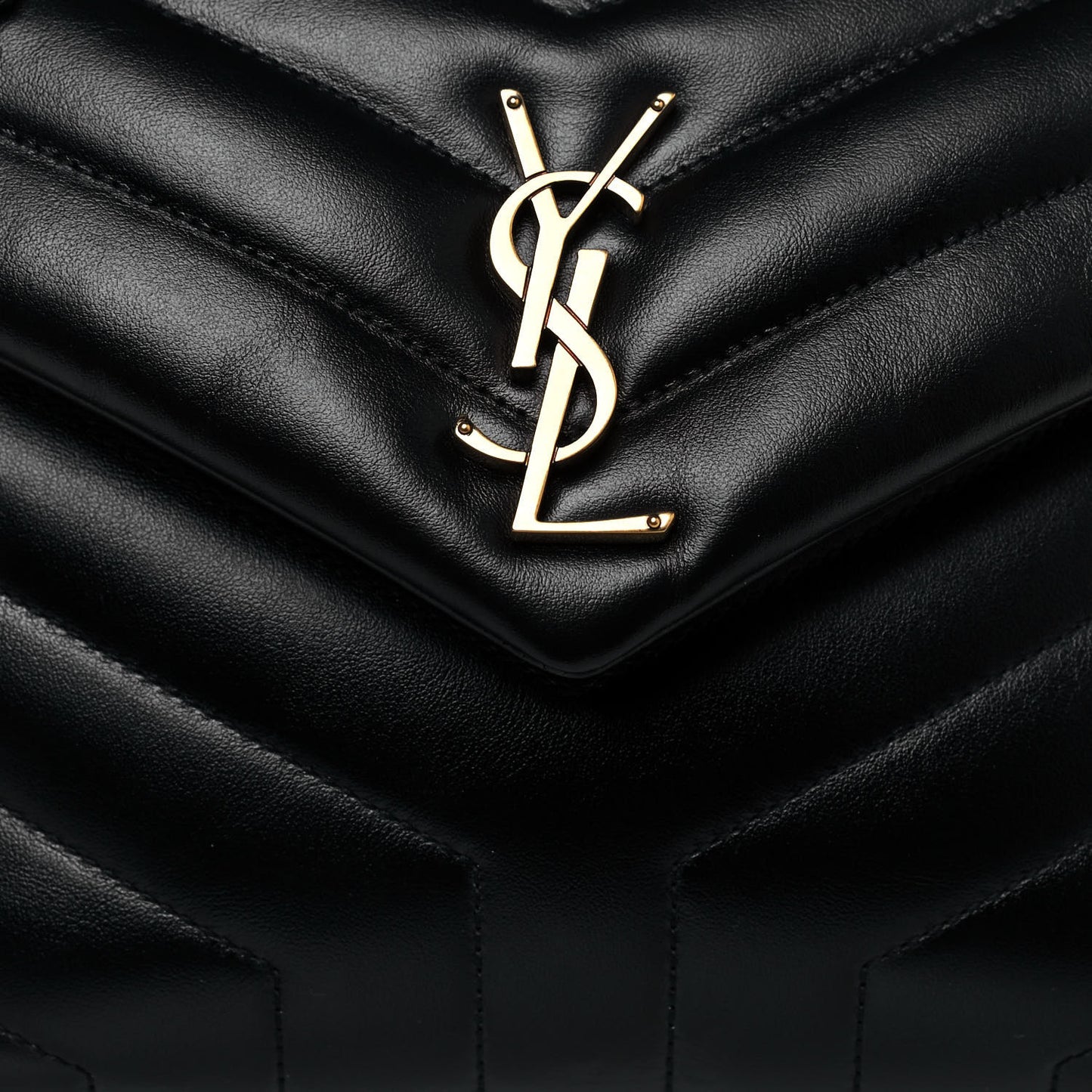 Calfskin Y Quilted Monogram Small Loulou Chain Satchel Black