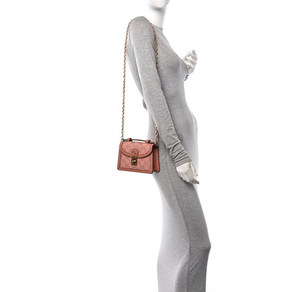 Gucci GG Monogram Textured Dollar Calfskin Mini Ophidia Padlock Top Handle Chain Shoulder Bag Cloche Rose Pink 2 of 16