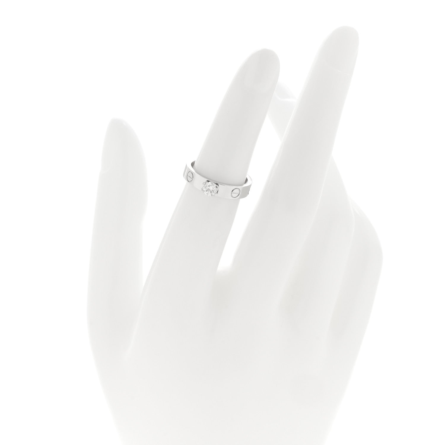 Cartier 18K White Gold Diamond LOVE Solitaire Engagement Ring 48/4.5 2 of 4