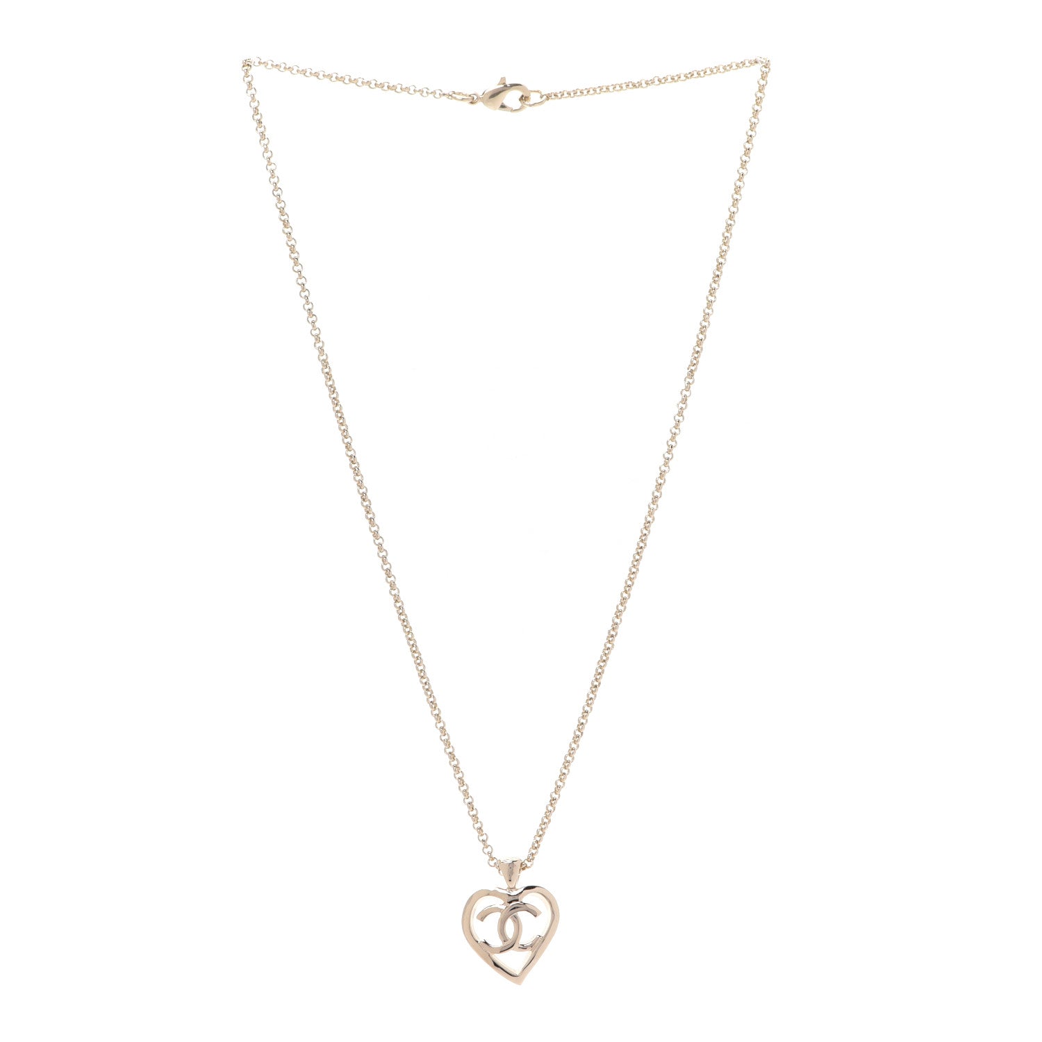 Chanel CC Heart Chain Pendant Necklace Gold 3 of 6