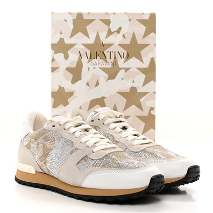Valentino Garavani Suede Crystal Camustars Womens Rockrunner Sneakers 40 Chalk White 9 of 9