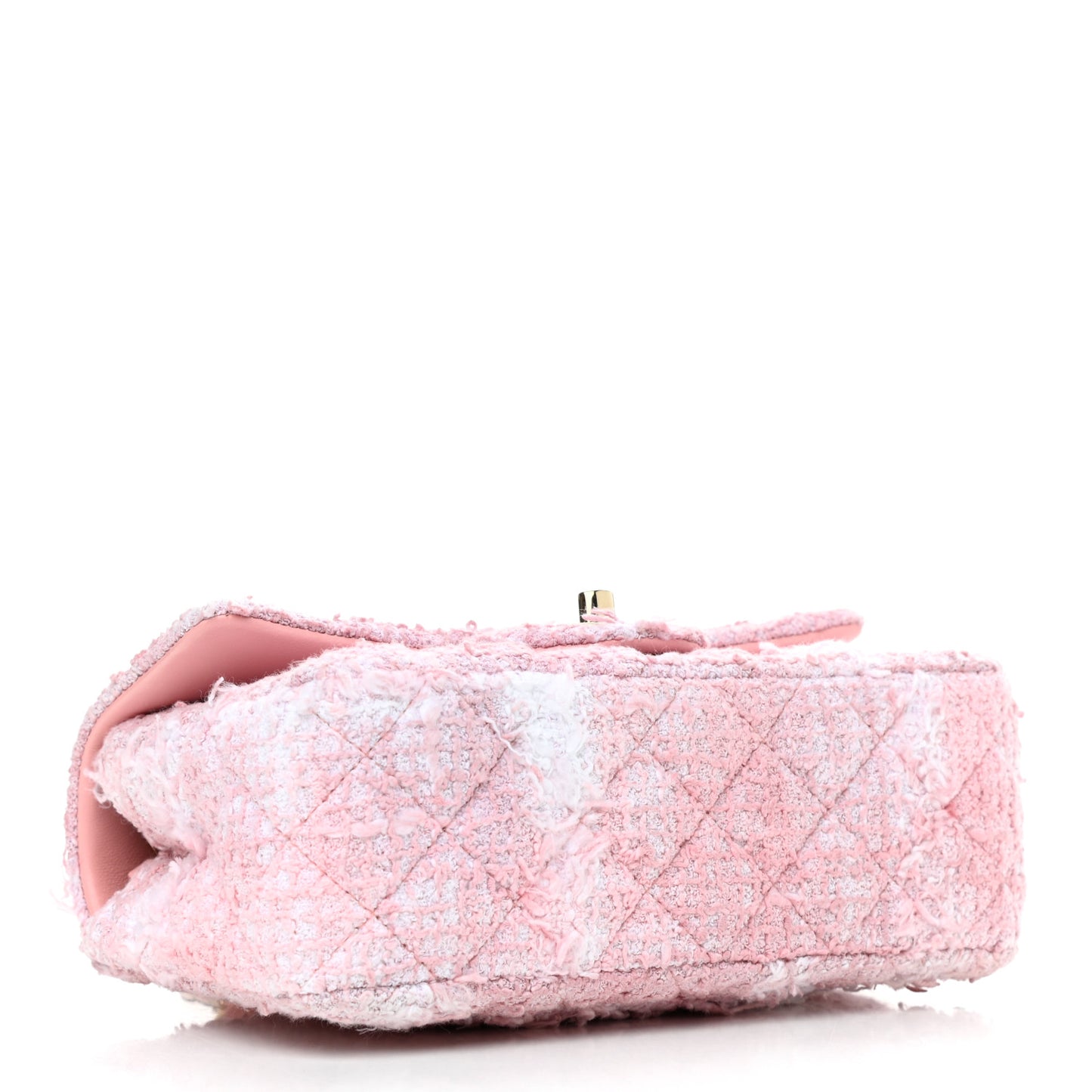 Tweed Quilted Mini Rectangular Flap Light Pink White