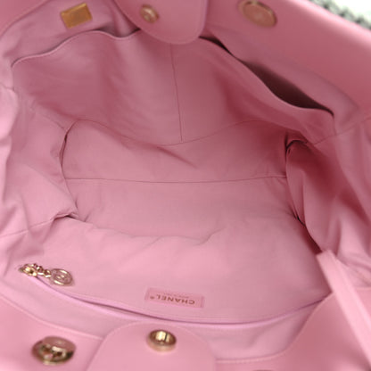 Chanel Raffia Crochet Medium Deauville Tote Beige Light Pink Green 6 of 11
