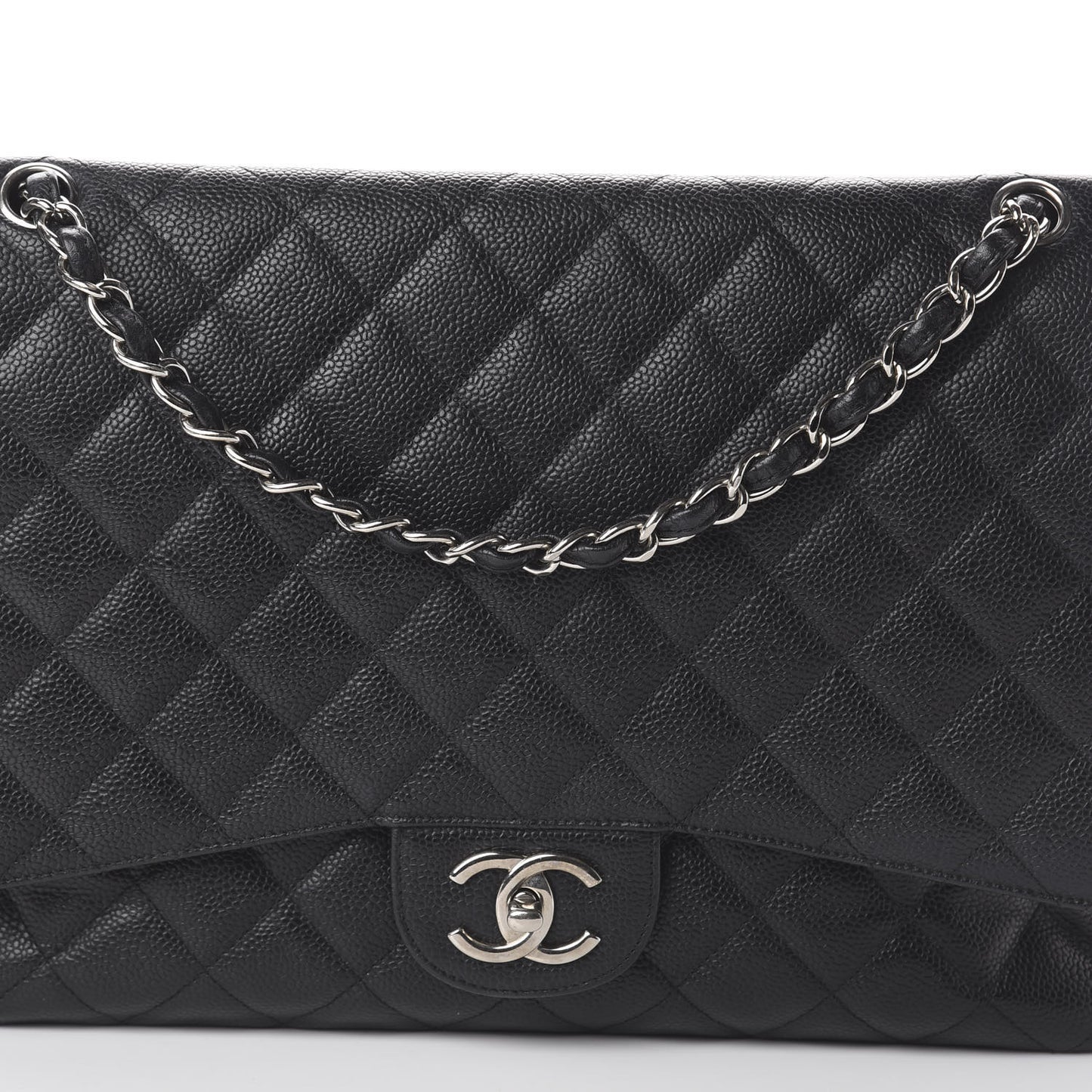 Caviar Quilted Maxi Double Flap Black
