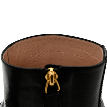 Gucci Goatskin Kitten Chain Horsebit Ankle Boots 37 Black 6 of 15