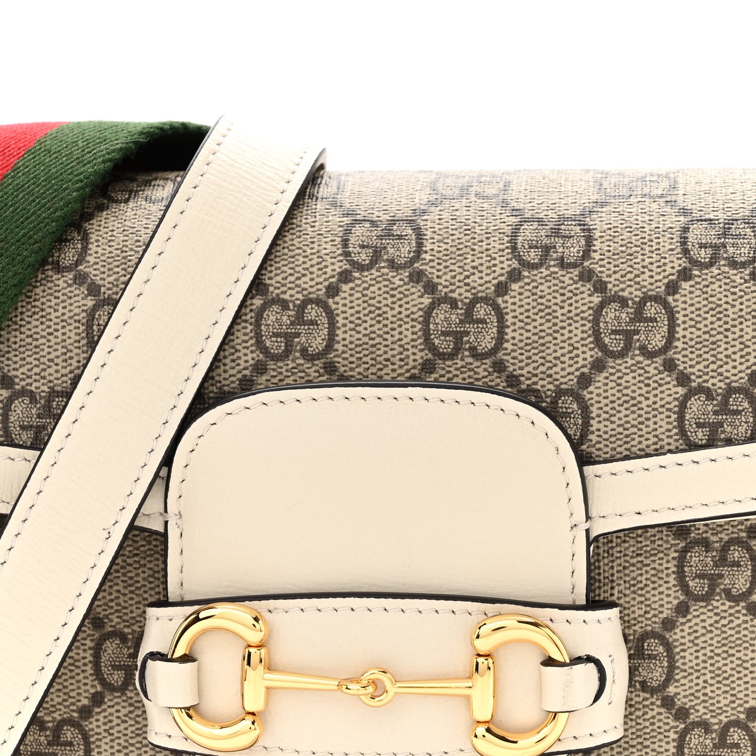 Gucci GG Supreme Monogram Web Mini Horsebit 1955 Shoulder Bag Beige Mystic White 9 of 12