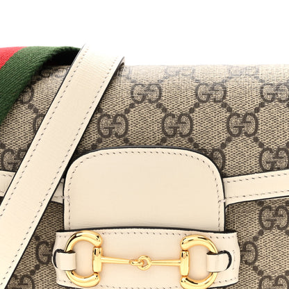 Gucci GG Supreme Monogram Web Mini Horsebit 1955 Shoulder Bag Beige Mystic White 9 of 12