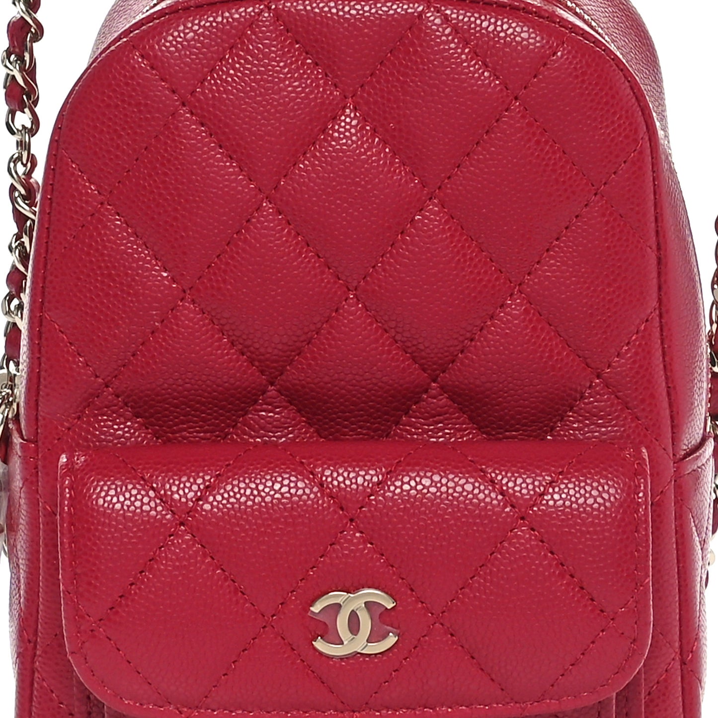 Caviar Quilted CC Mini Classic Backpack Dark Red