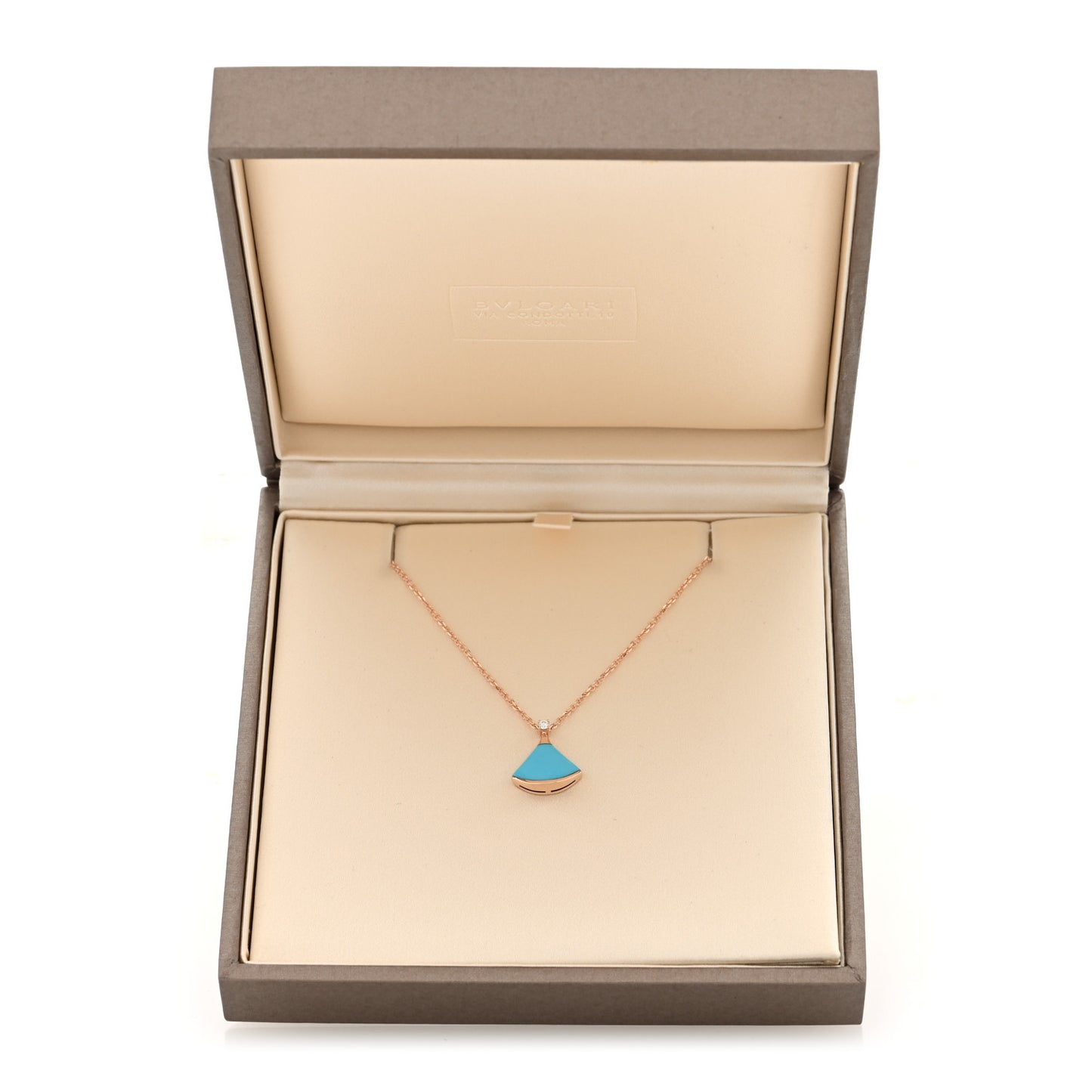 18K Rose Gold Diamond Turquoise Divas' Dream Pendant Necklace