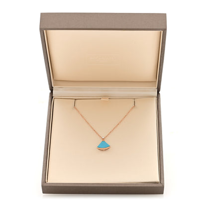 Bulgari 18K Rose Gold Diamond Turquoise Divas' Dream Pendant Necklace 5 of 5