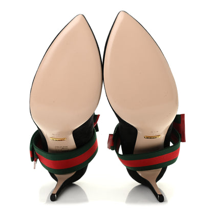 Gucci Kid Scamosciato Removable Web Bow High Heel Pumps 40.5 Black 5 of 9