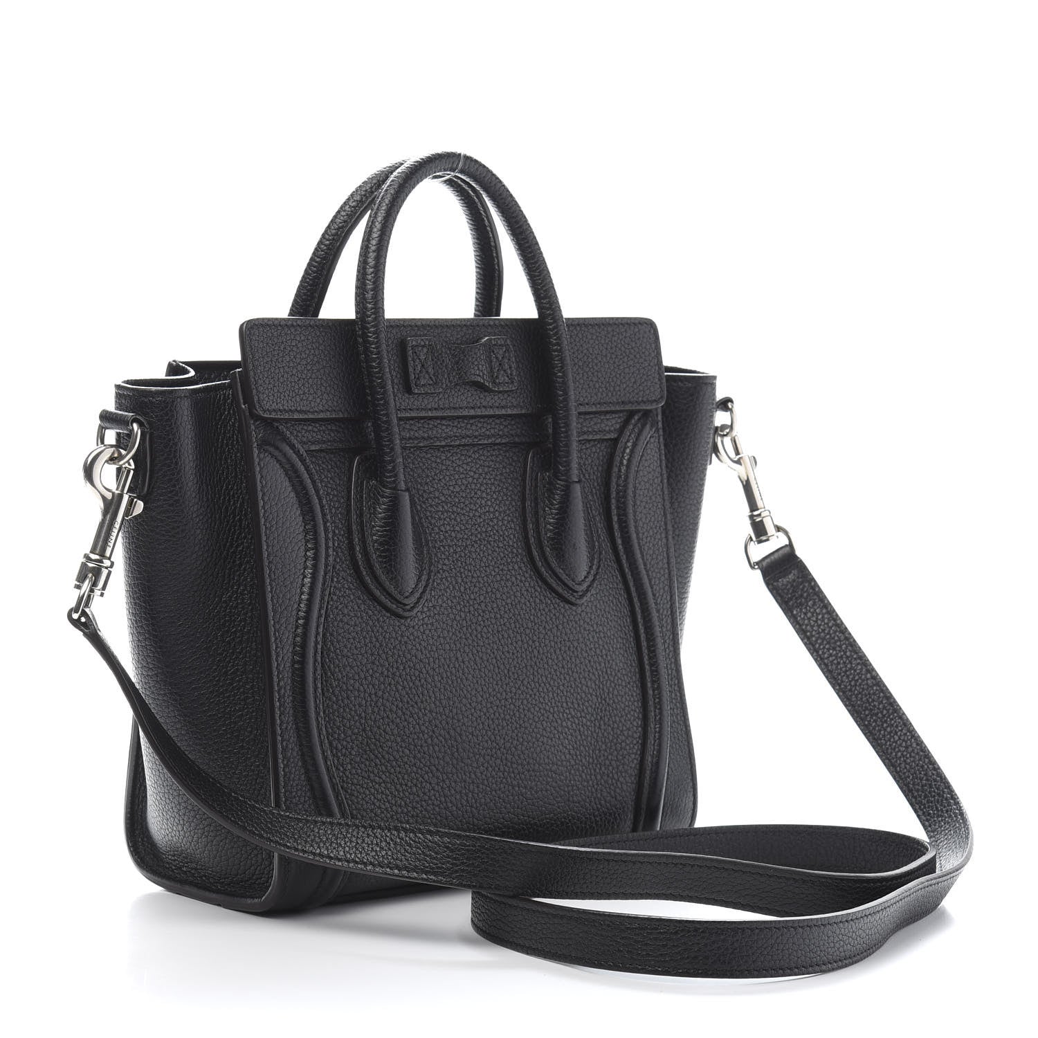 Celine Drummed Calfskin Nano Luggage Black 3 of 9