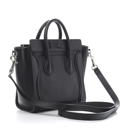 Celine Drummed Calfskin Nano Luggage Black 3 of 9