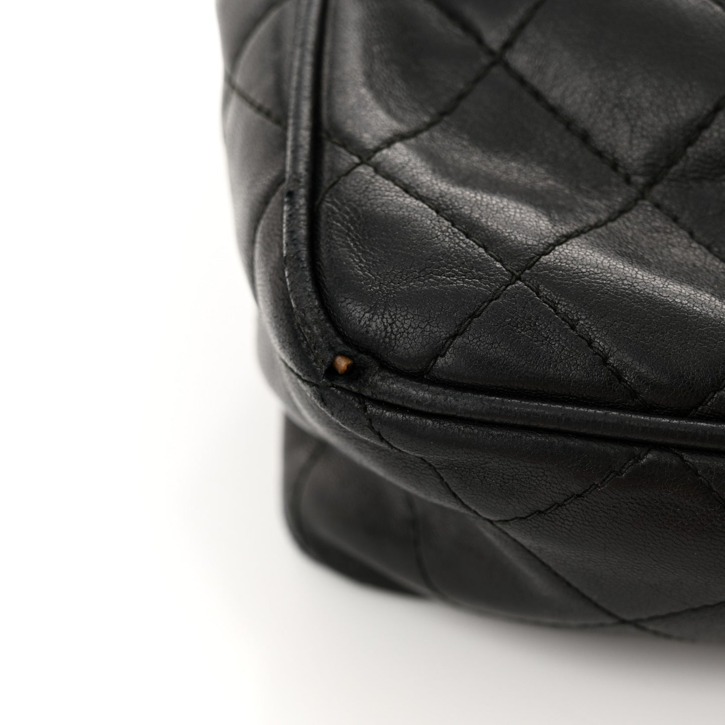 Lambskin Quilted Tassel Camera Case Black