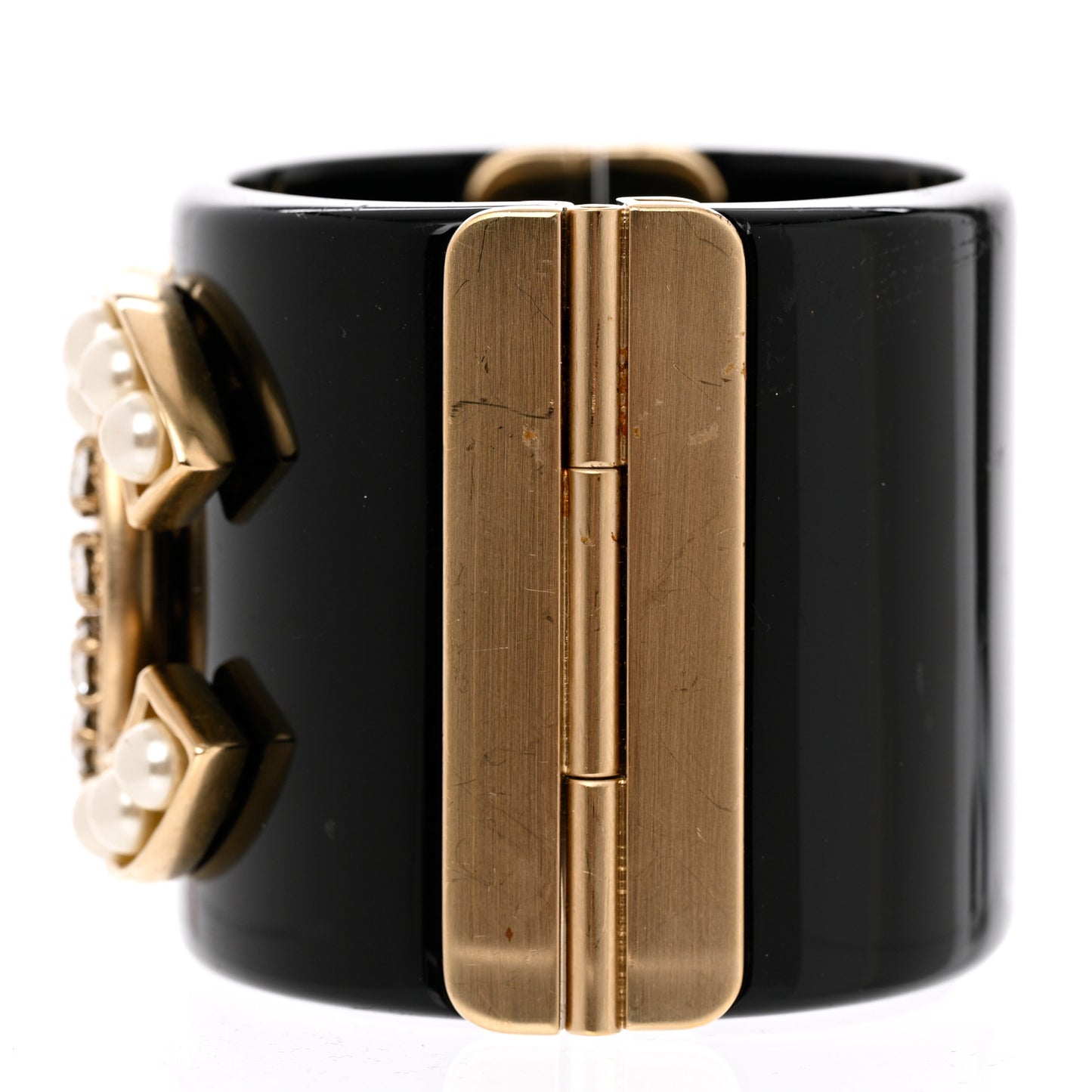 Resin Crystal Pearl CC Cuff Black