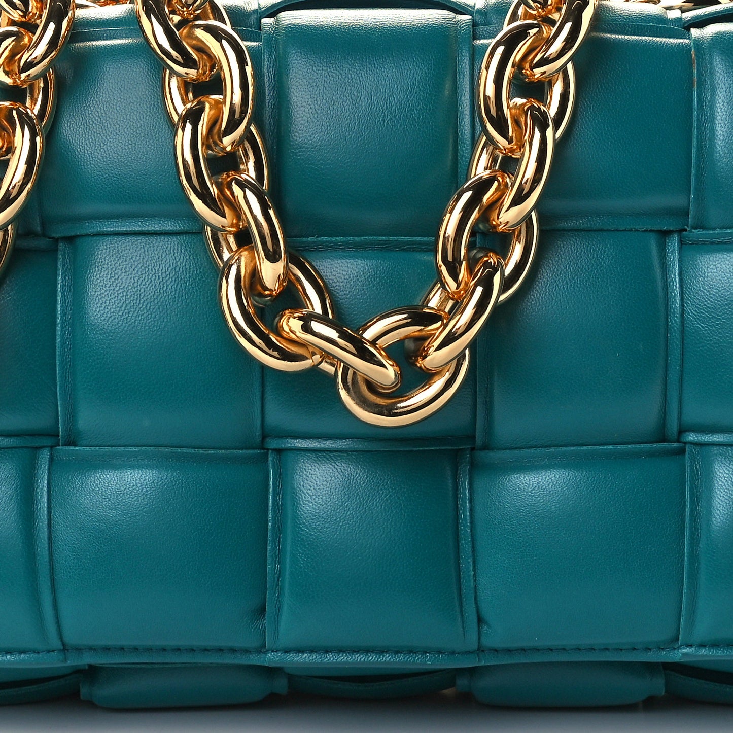 Lambskin Maxi Intreccio Padded Chain Cassette Crossbody Bag Mallard