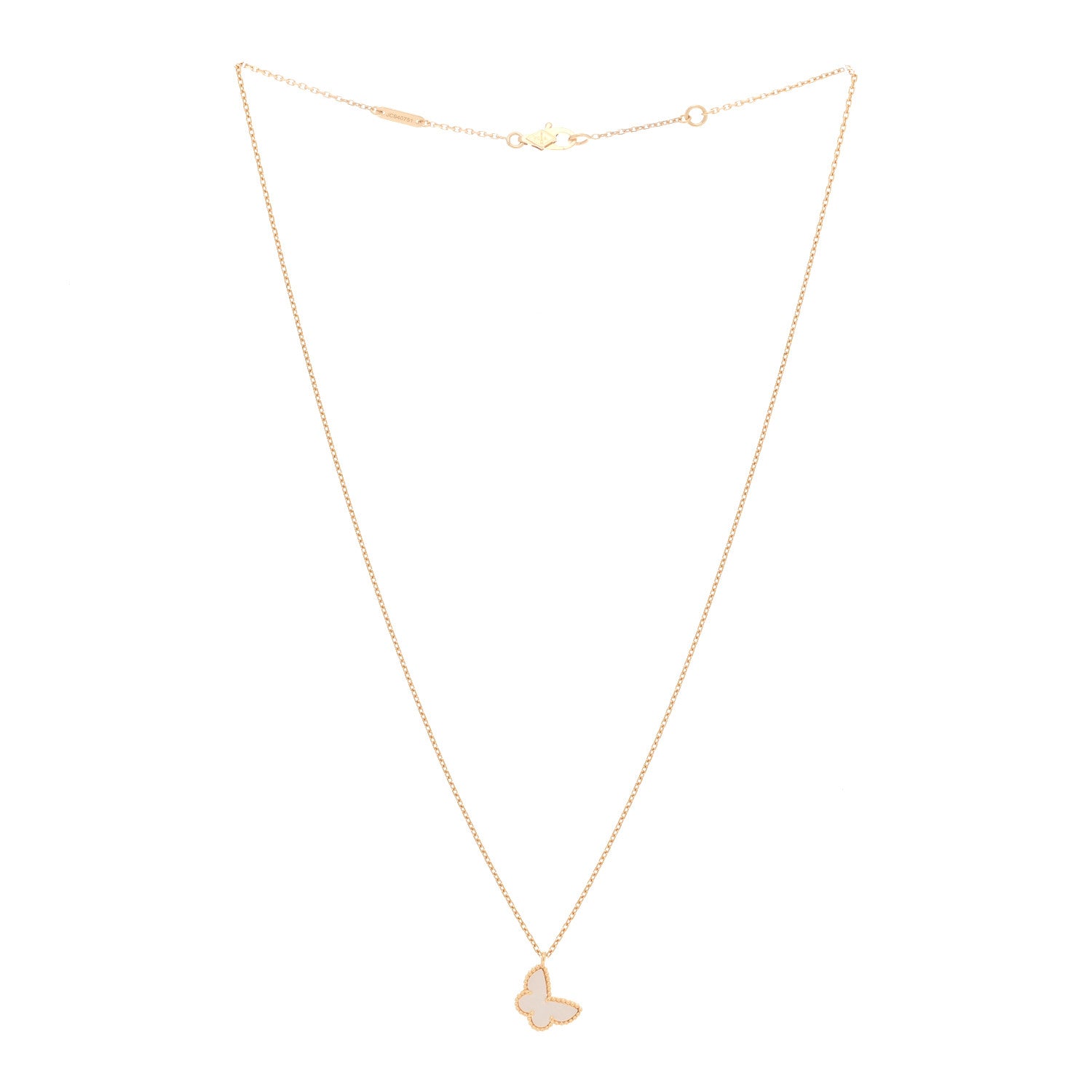 Van Cleef & Arpels 18K Yellow Gold Mother of Pearl Sweet Alhambra Butterfly Pendant Necklace 3 of 6