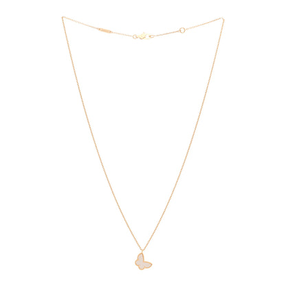 Van Cleef & Arpels 18K Yellow Gold Mother of Pearl Sweet Alhambra Butterfly Pendant Necklace 3 of 6